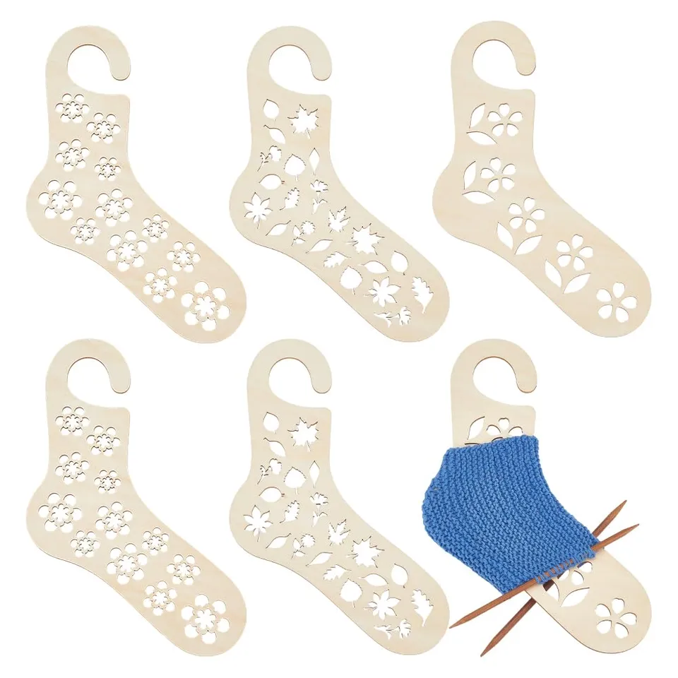 BENECREAT Bloqueurs Chaussettes Bois Plante 34cm Lot de 6