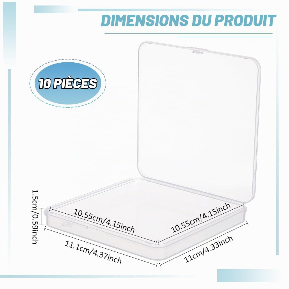 BENECREAT Boîtes plastique transparentes 11 cm lot 10
