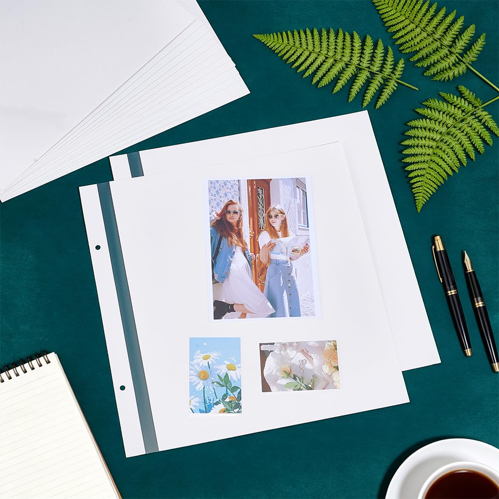 BENECREAT Pages Album Photo Autocollantes 12pcs Grand Format Blanc