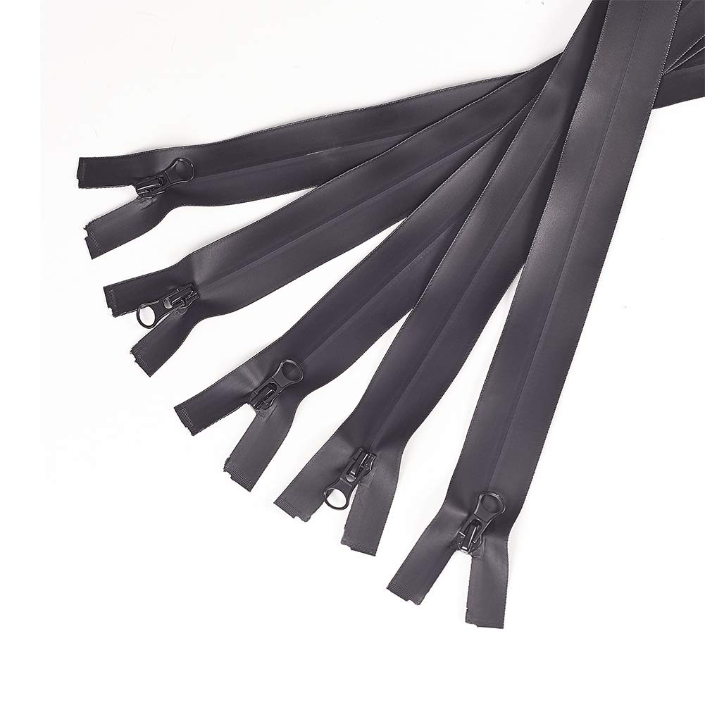 BENECREAT lot 5 fermetures éclair nylon noires imperméables 80 cm