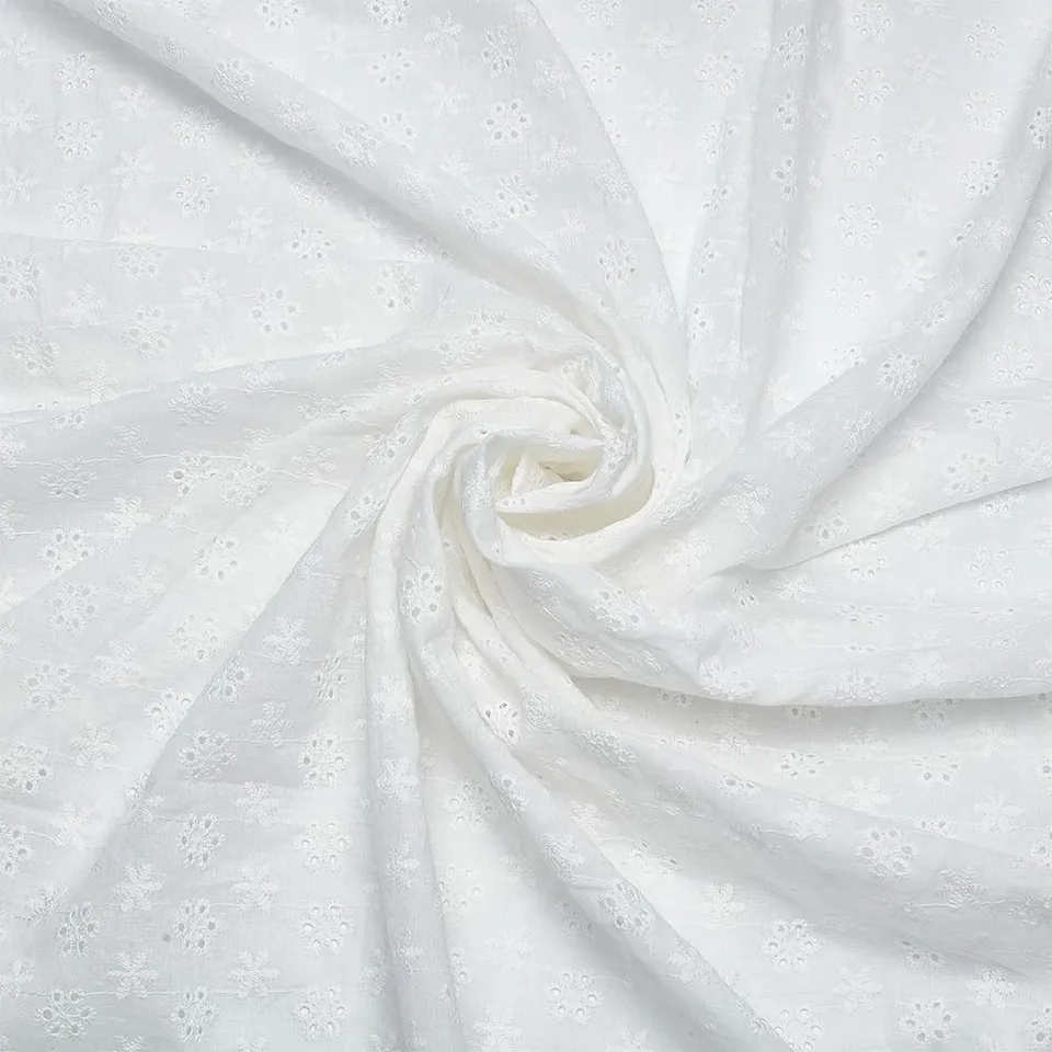 BENECREAT Tissu dentelle coton blanc 153x91 cm