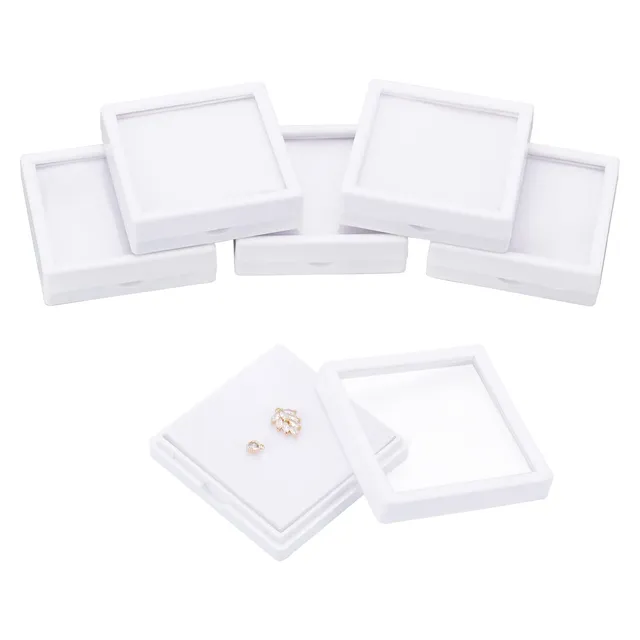 BENECREAT boîte bijoux blanc 7x7x2cm lot 6 éponge