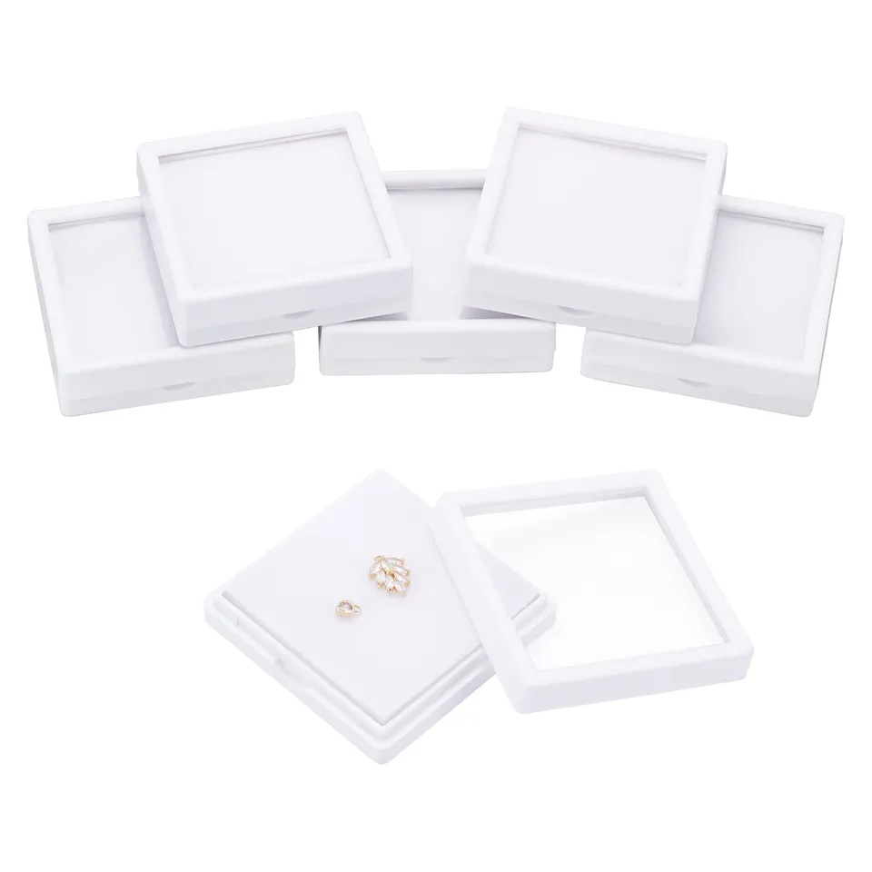 BENECREAT boîte bijoux blanc 7x7x2cm lot 6 éponge
