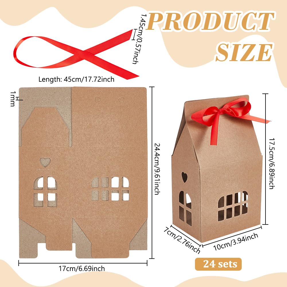 BENECREAT Boîtes Cadeau Maison Papier Kraft Marron 24 pcs