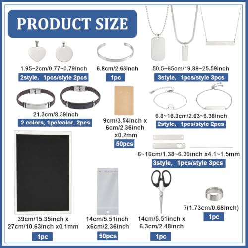 BENECREAT kit blanks gravure laser inox 115 pcs bijoux