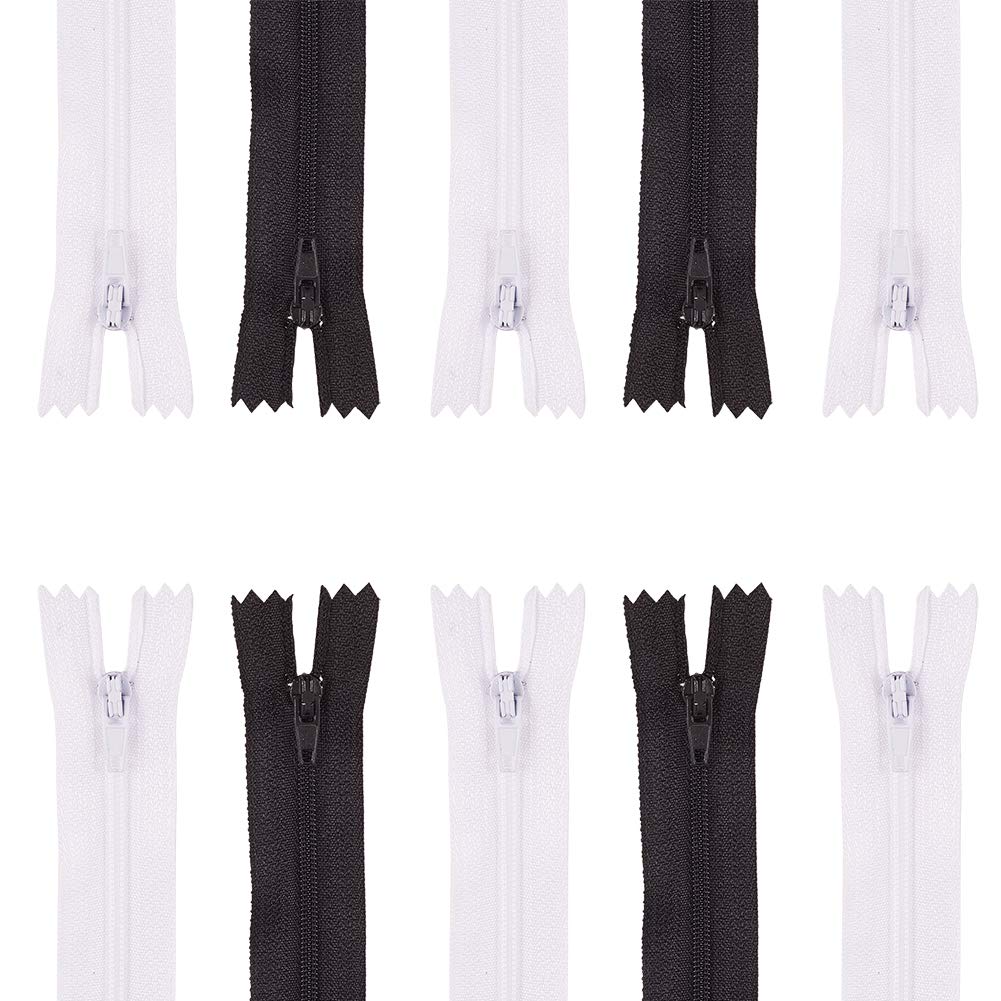 BENECREAT Fermeture Invisible Nylon 24cm Noir Blanc 100pcs