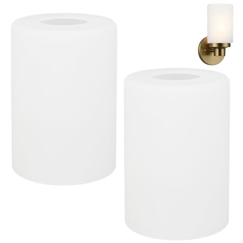 BENECREAT Abat-jour Verre Blanc Givré 9x13cm Lot de 2 E27