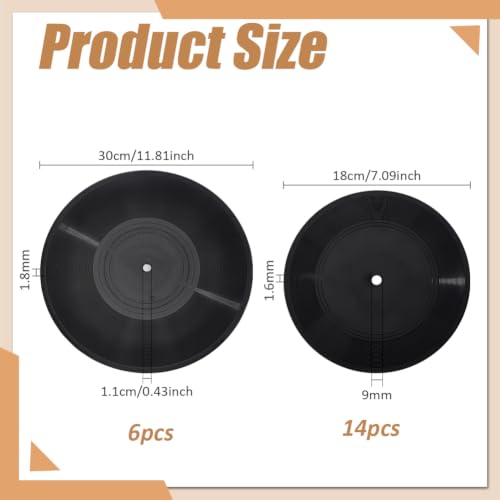 BENECREAT disques vinyles décoratifs 18 et 30 cm lot 20 noir