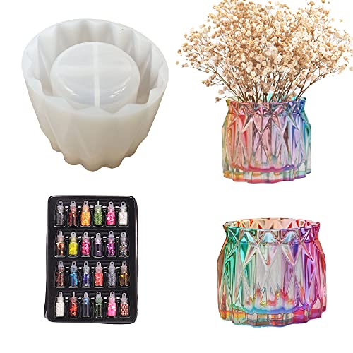 Cayway Moule Silicone Vase Diamant + 24 Paillettes