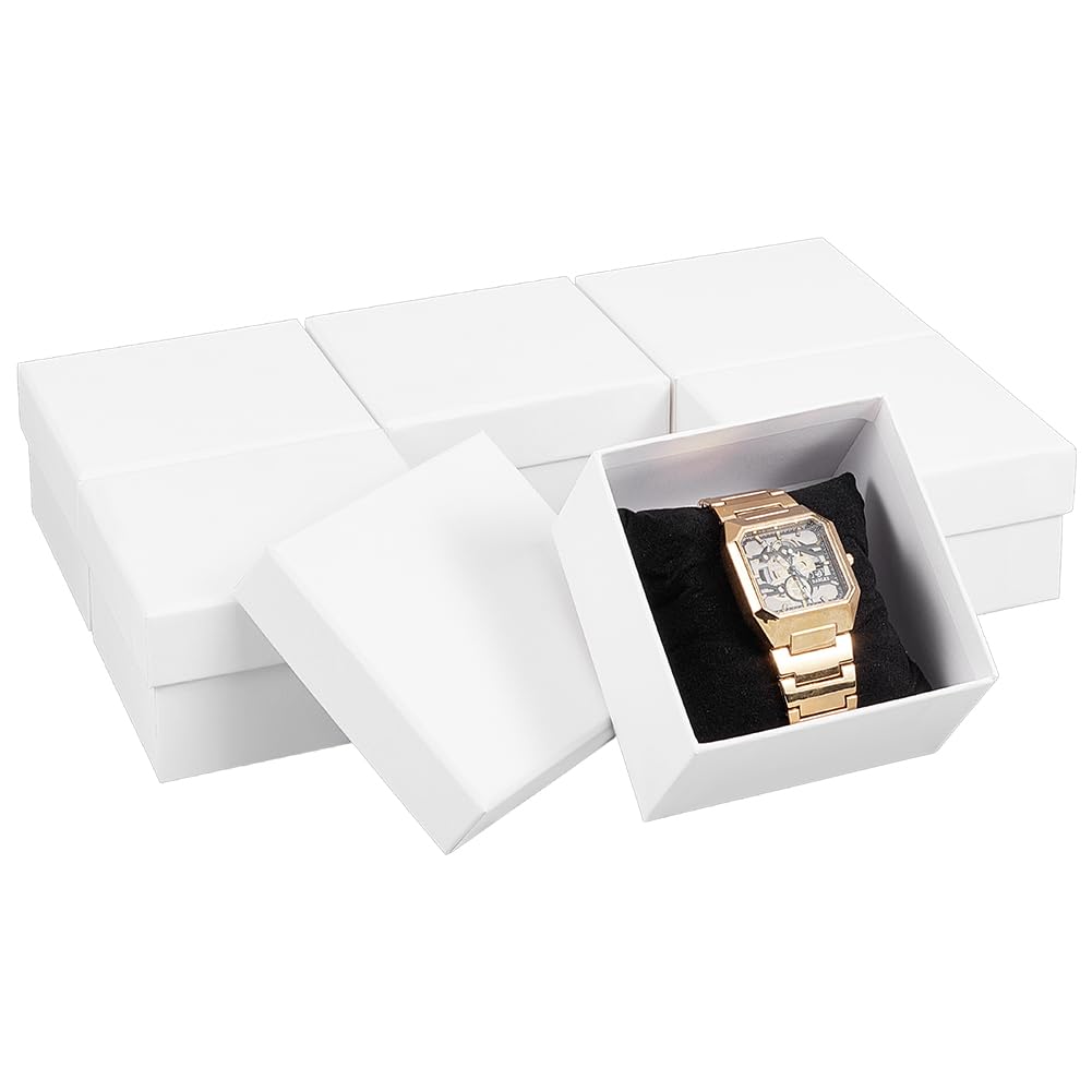 BENECREAT Boîte montre carton noir avec couvercle x6
