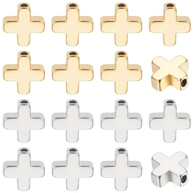 BENECREAT Perles Croix Laiton 8mm 60pcs doré platiné