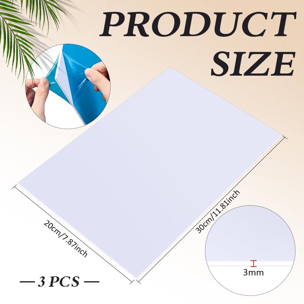 BENECREAT feuille plastique ABS blanche 300x200mm 3mm lot 3