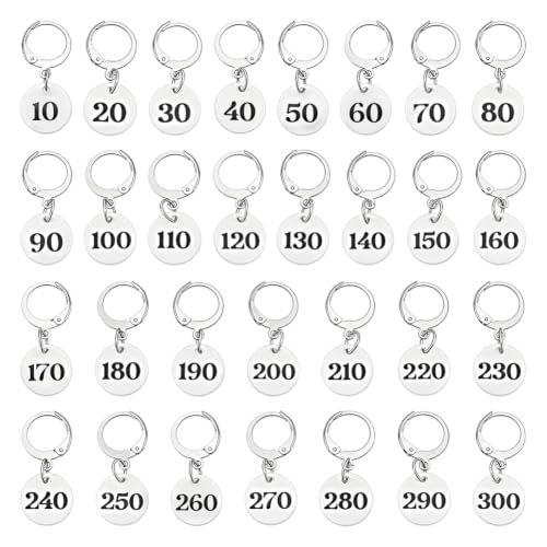 BENECREAT marqueurs points crochet numérotés blanc x30