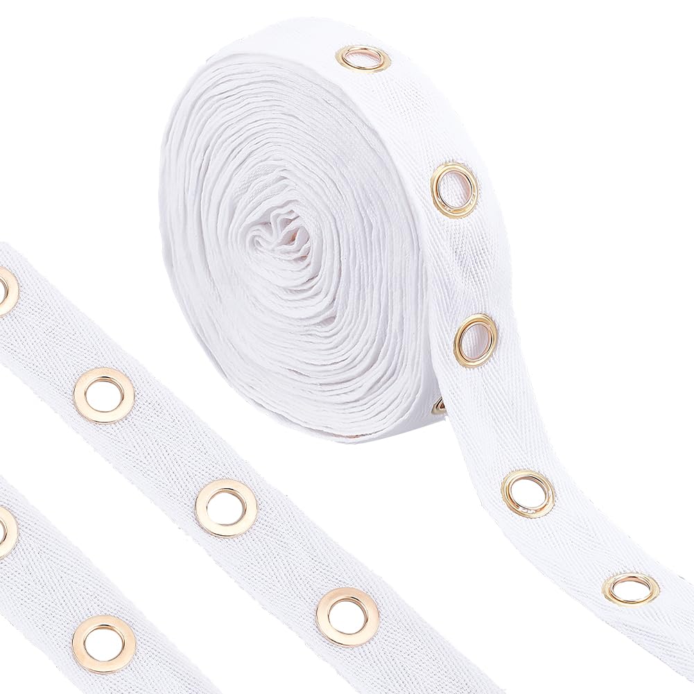 BENECREAT Ruban à Oeillets Coton Noir 5,5 m 25 mm 8 mm