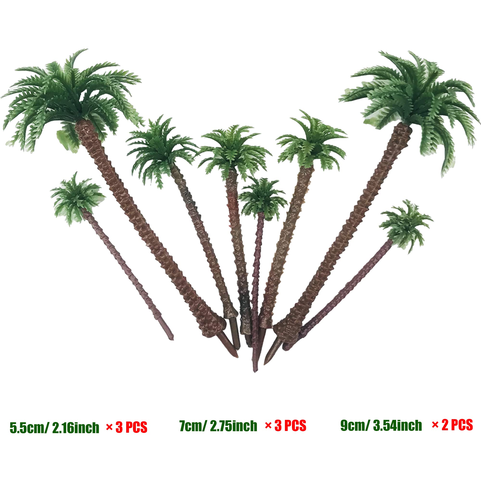 Cayway 34 Palmiers Miniature Plastique Vert 4,2-17 cm