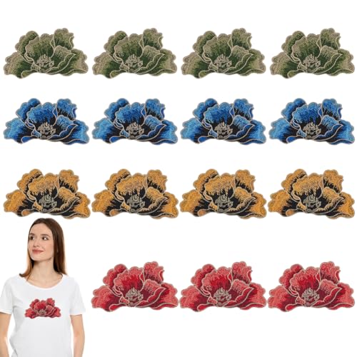 BENECREAT Appliques florales brodées pivoines 8 paires