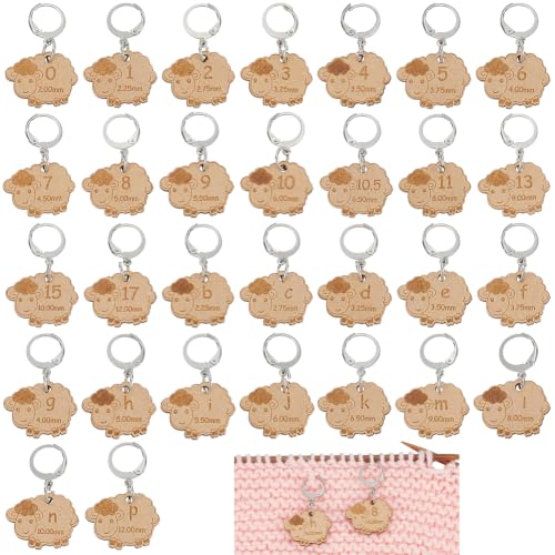 BENECREAT Marqueurs de mailles mouton chiffres et lettres 30pcs bois