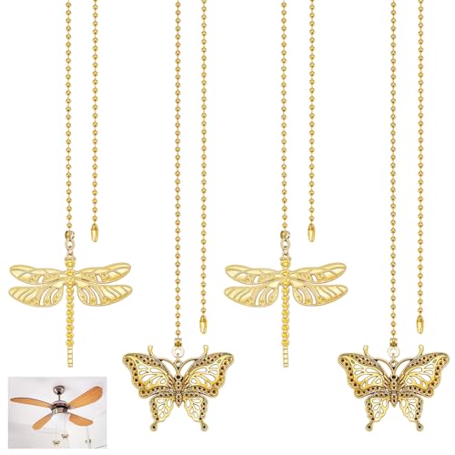 BENECREAT Chaînes Tirage Papillon Libellule Doré x4 ventilateur