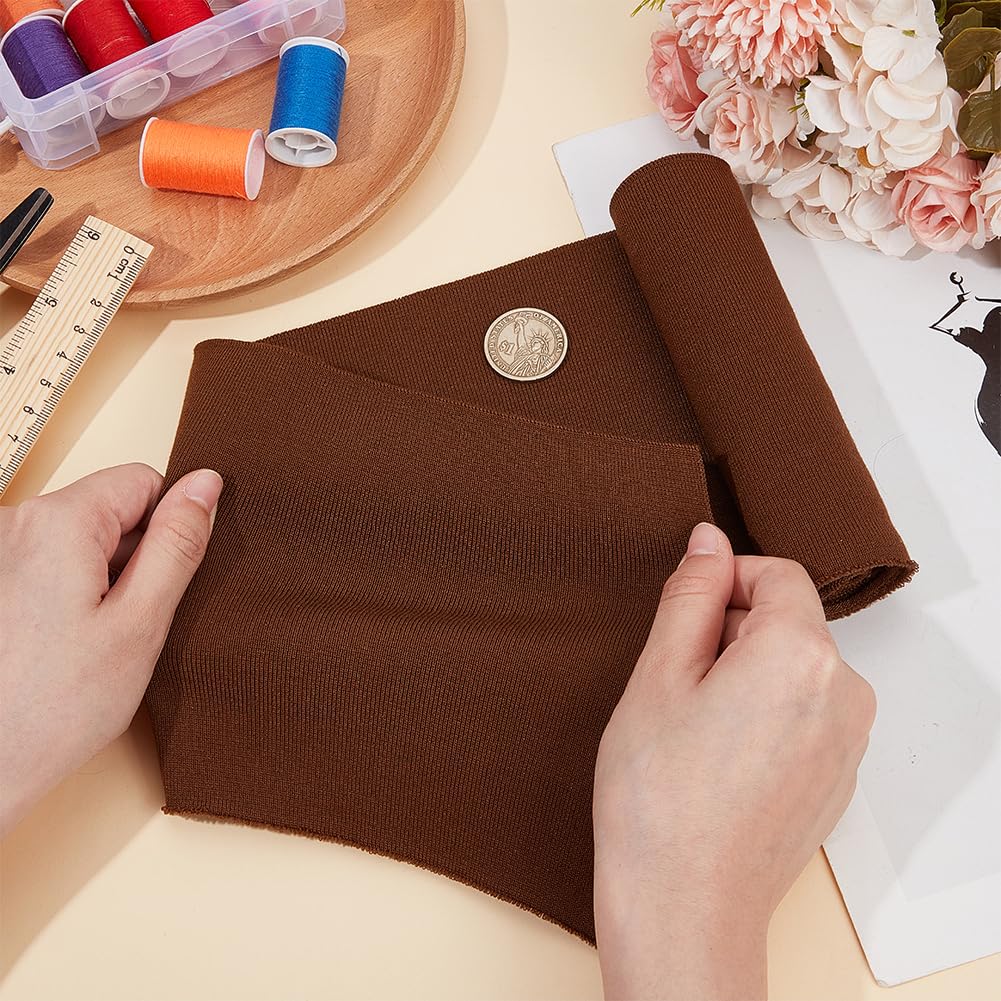 BENECREAT tissu côtelé extensible marron 100x15cm coco