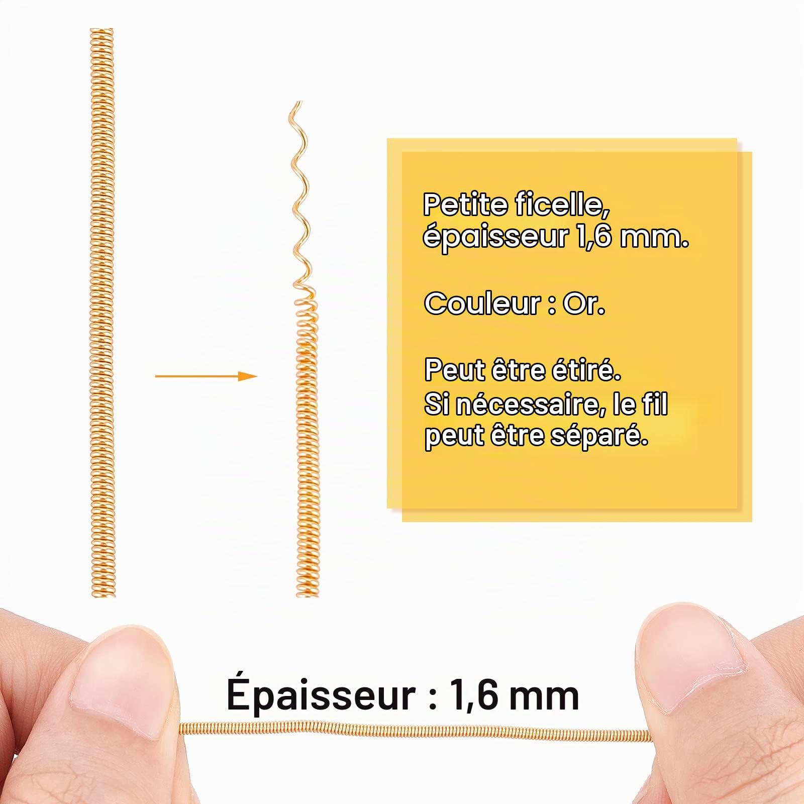 BENECREAT cannetille or 1,6 mm 1 m broderie perles