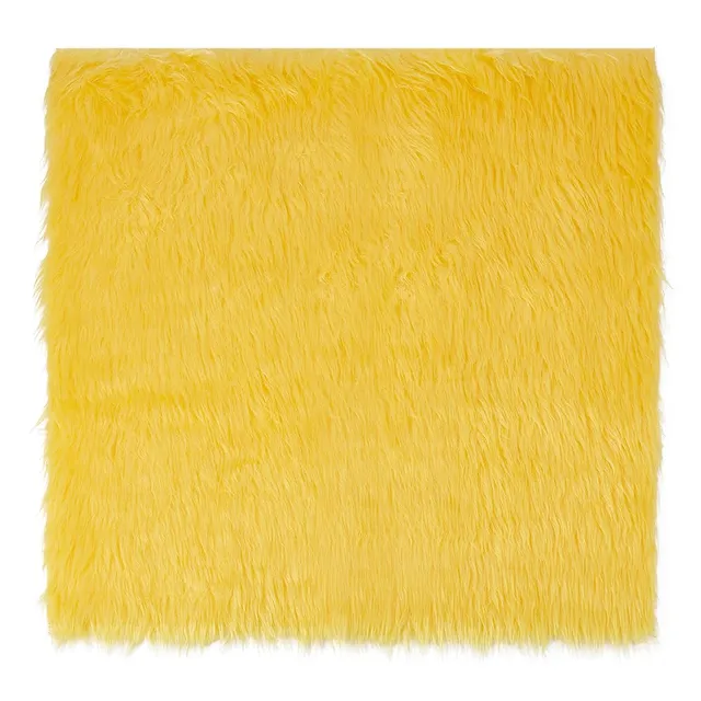 BENECREAT tissu fausse fourrure jaune 40x40cm poils 3cm
