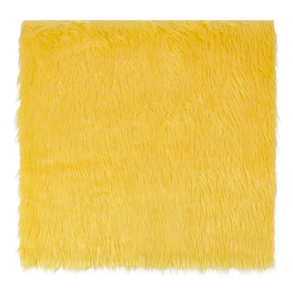 BENECREAT tissu fausse fourrure jaune 40x40cm poils 3cm