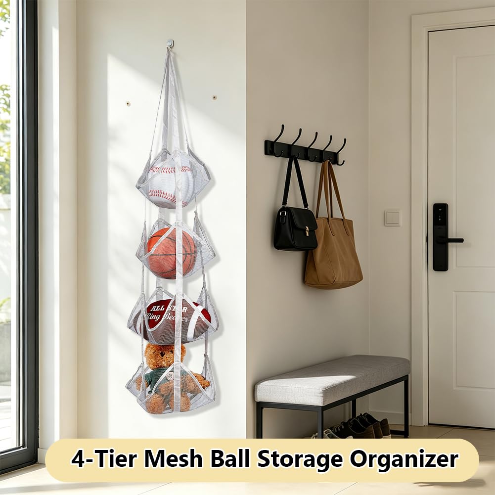 BENECREAT Organisateur Balles Maille Gris 3pcs 4 Niveaux