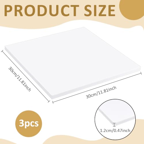BENECREAT plaques mousse PVC 30x30cm 12mm lot 3 blanches