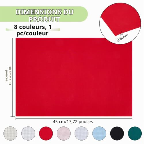 BENECREAT toile Aïda 14 fils coton 45x23 cm 8 couleurs
