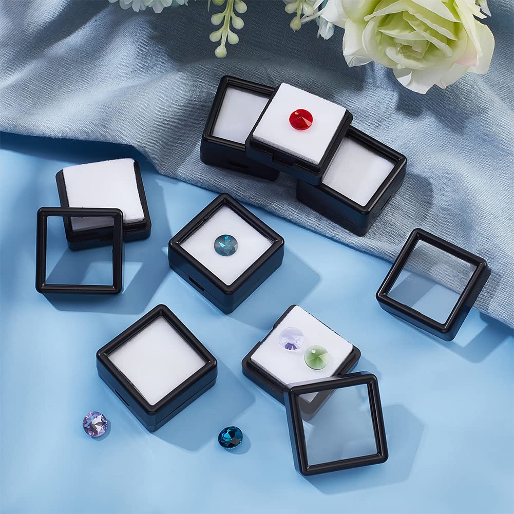 BENECREAT 12 boîtes bijoux noires 3 cm transparent