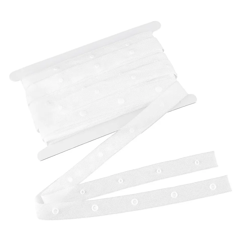 BENECREAT Ruban Boutons Pression Plastique Blanc 9,14m