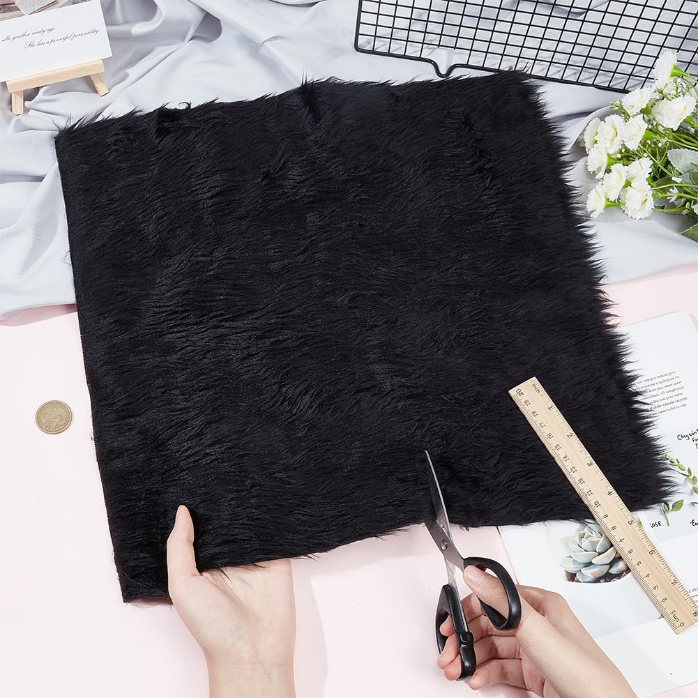 BENECREAT tissu fausse fourrure noir 40x40cm peluche