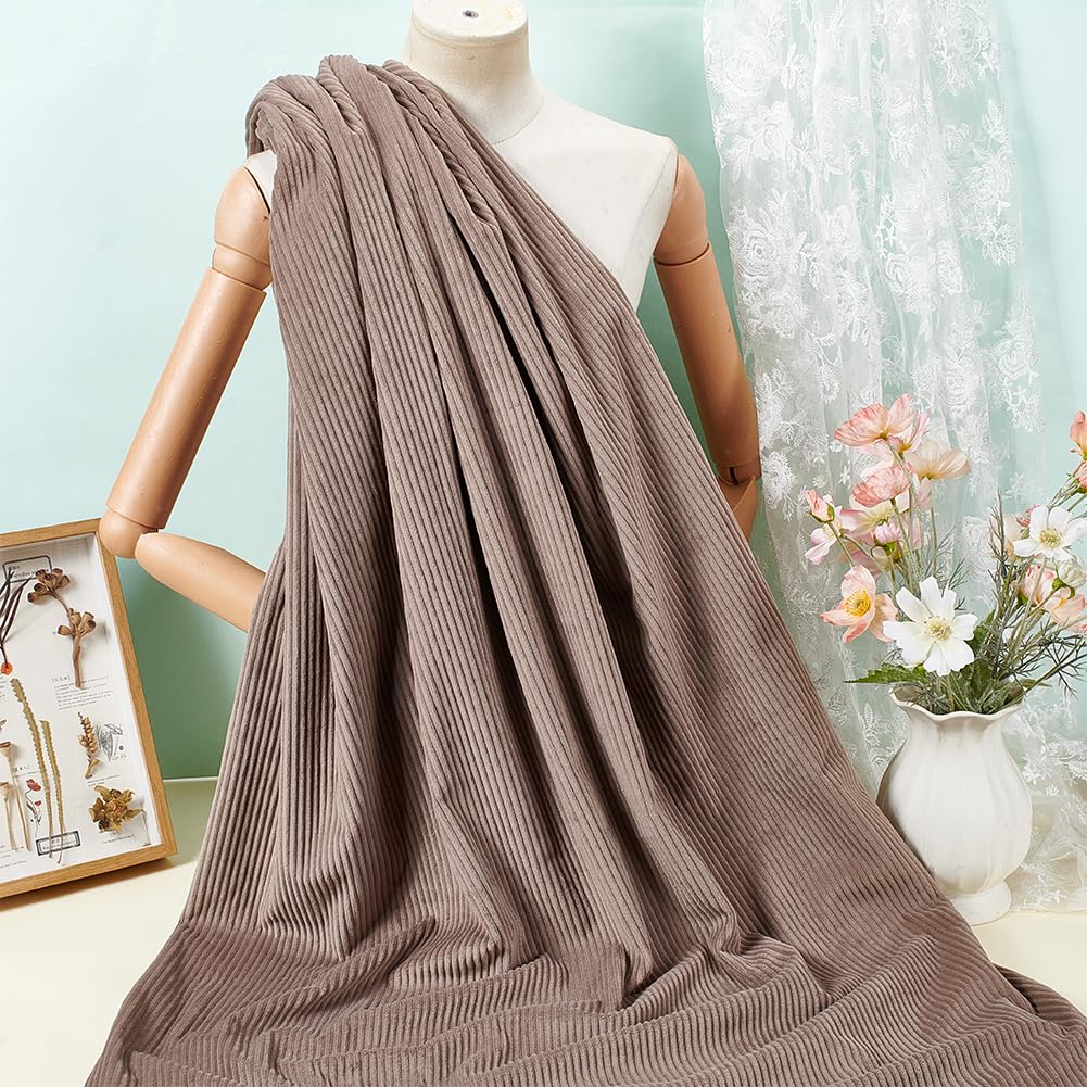 BENECREAT tissu flanelle rayures café 2 m 160 cm