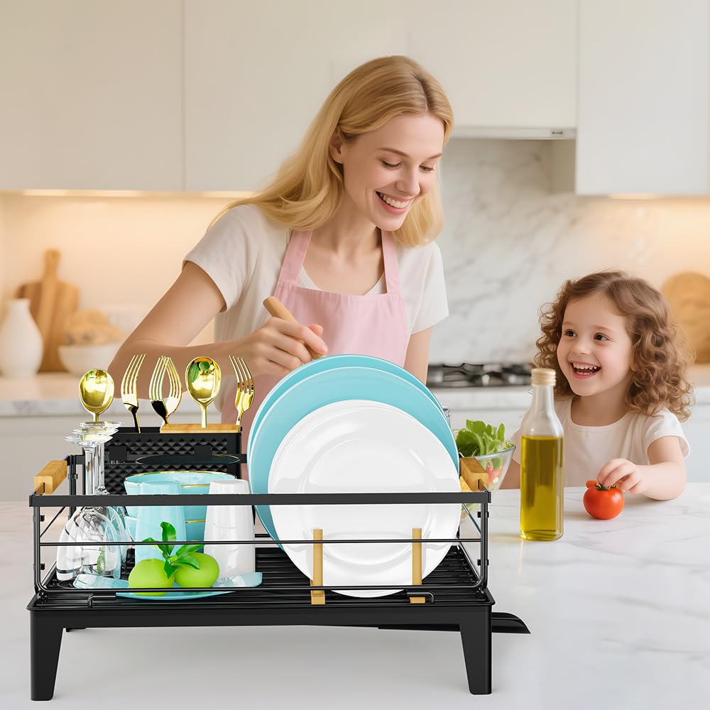 JYPS égouttoir vaisselle inox noir à drainage auto