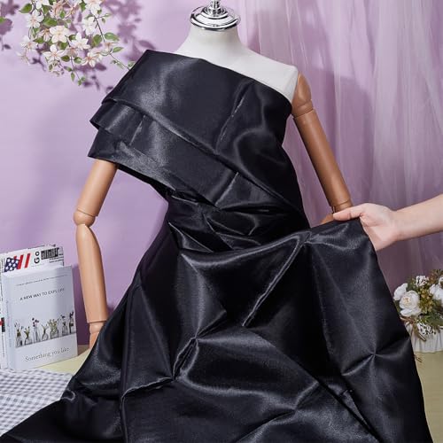 BENECREAT Satin Brillant Tissu Noir 5m x 152cm