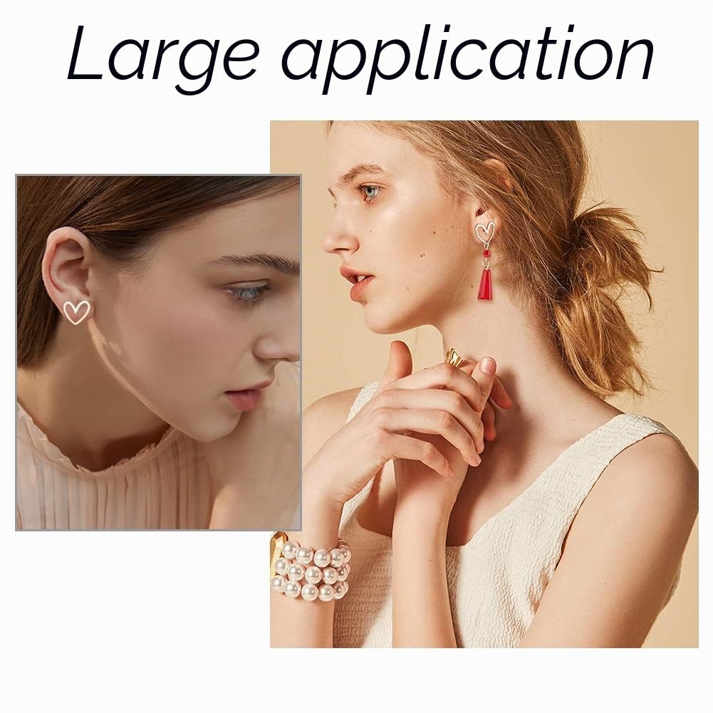BENECREAT Clous d'oreilles cœur plaqué or 18K 16 pcs