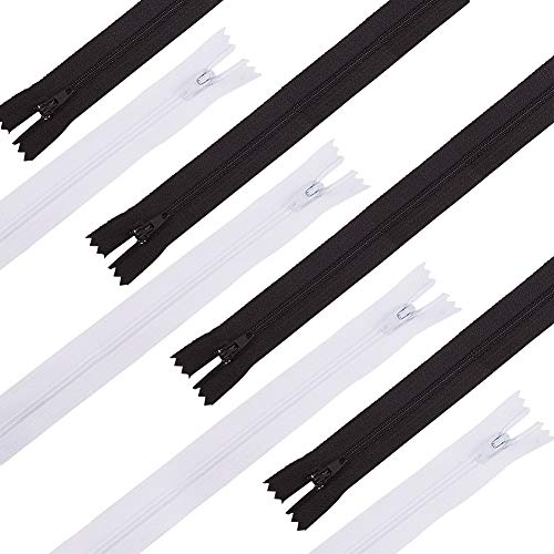 BENECREAT Fermeture Invisible Nylon 24cm Noir Blanc 100pcs
