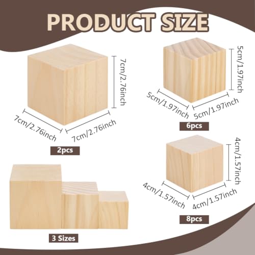 BENECREAT Cubes Bois Pin Brut 16pcs 70/50/40mm à peindre