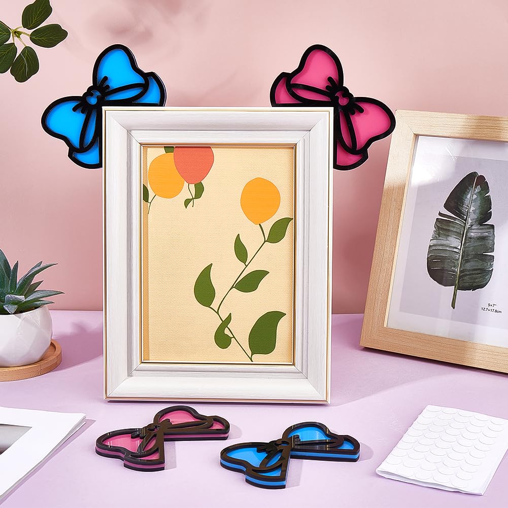 BENECREAT Nœuds Décoration Écran Acrylique Rose Bleu x4