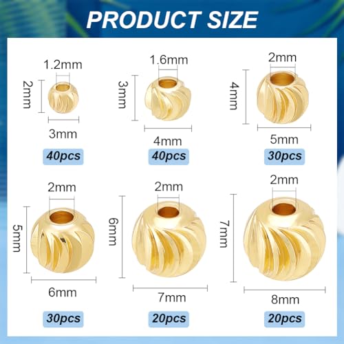 BENECREAT Perles rainurées perle intercalaire laiton doré 180 pcs