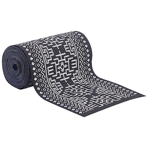 BENECREAT ruban jacquard noir motif floral 10 cm x 7 m couture