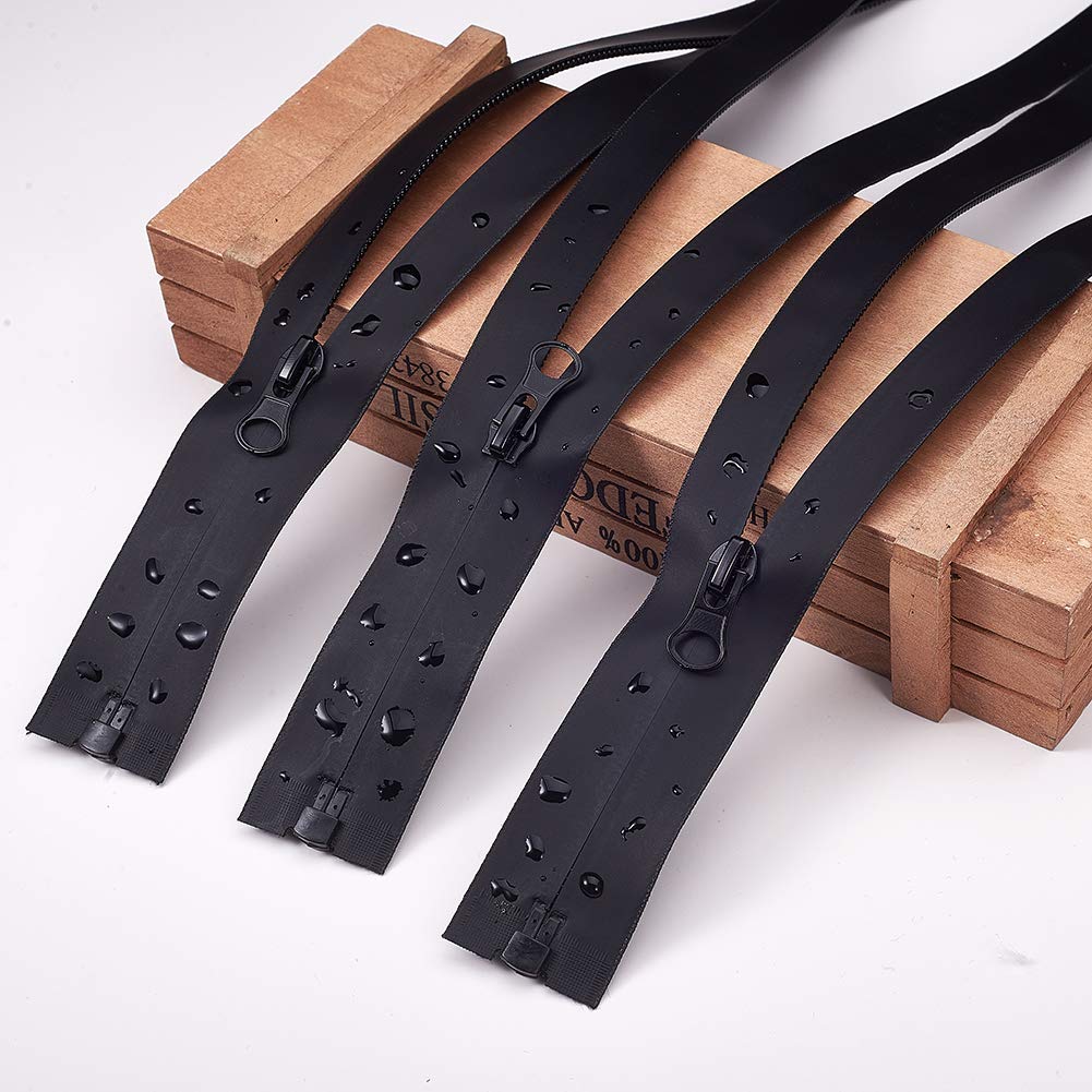 BENECREAT lot 5 fermetures éclair nylon noires imperméables 80 cm