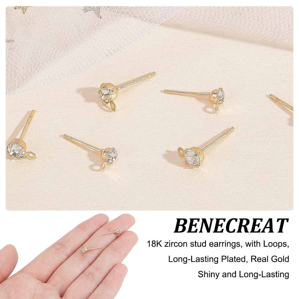 BENECREAT clous zircone plaqué or 18K 80 pcs trou 1 mm