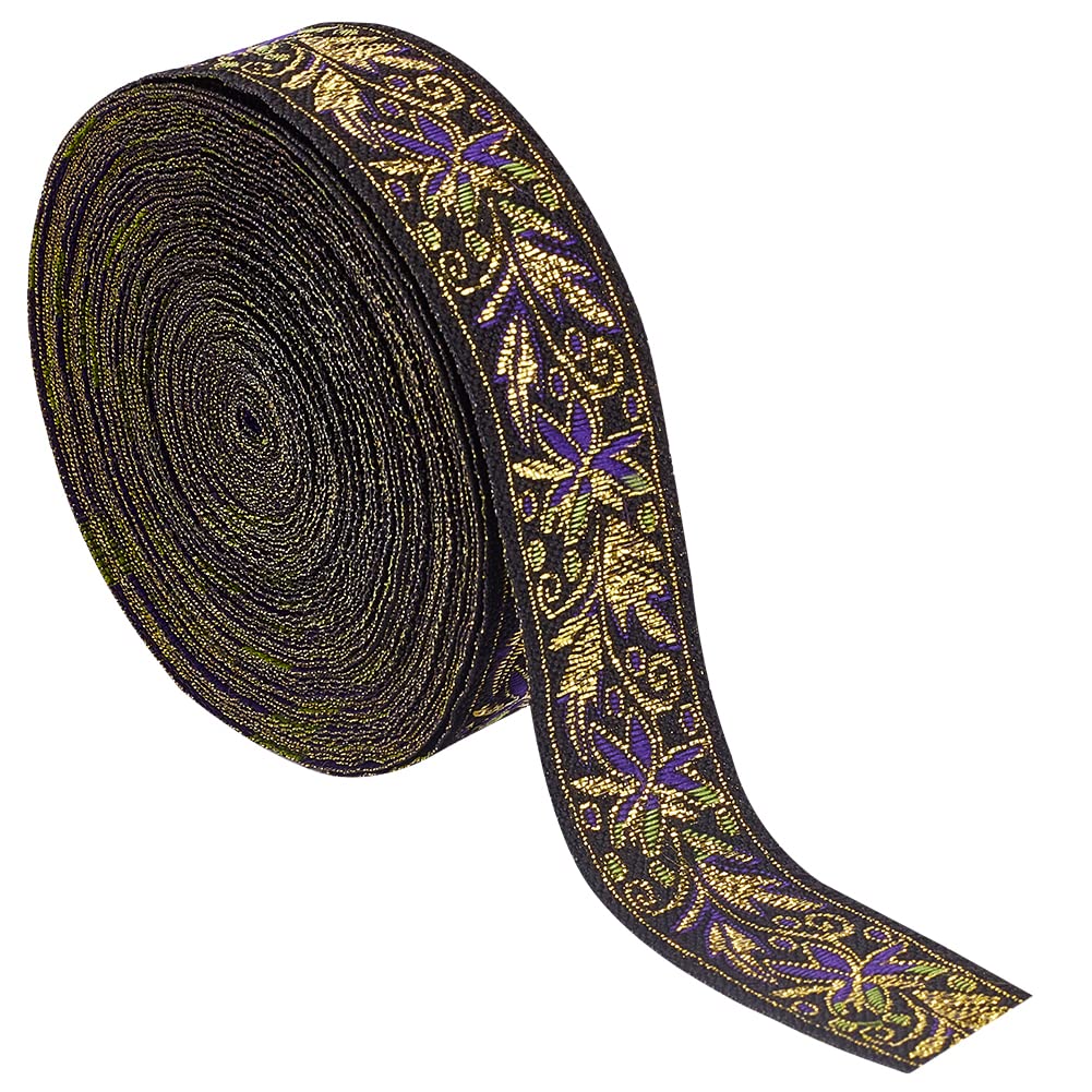 BENECREAT Ruban Jacquard Vintage Noir 25mm 10m