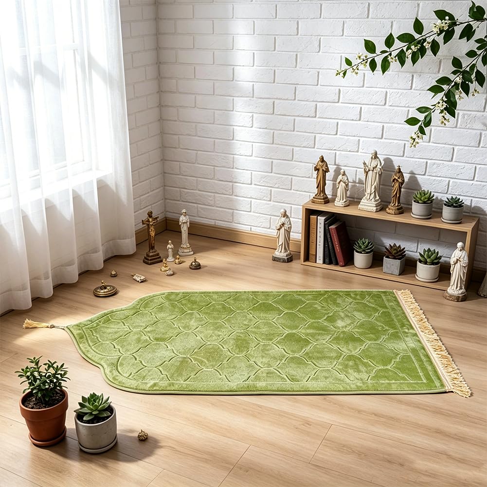 BENECREAT tapis de prière mousse mémoire vert 110x66 cm