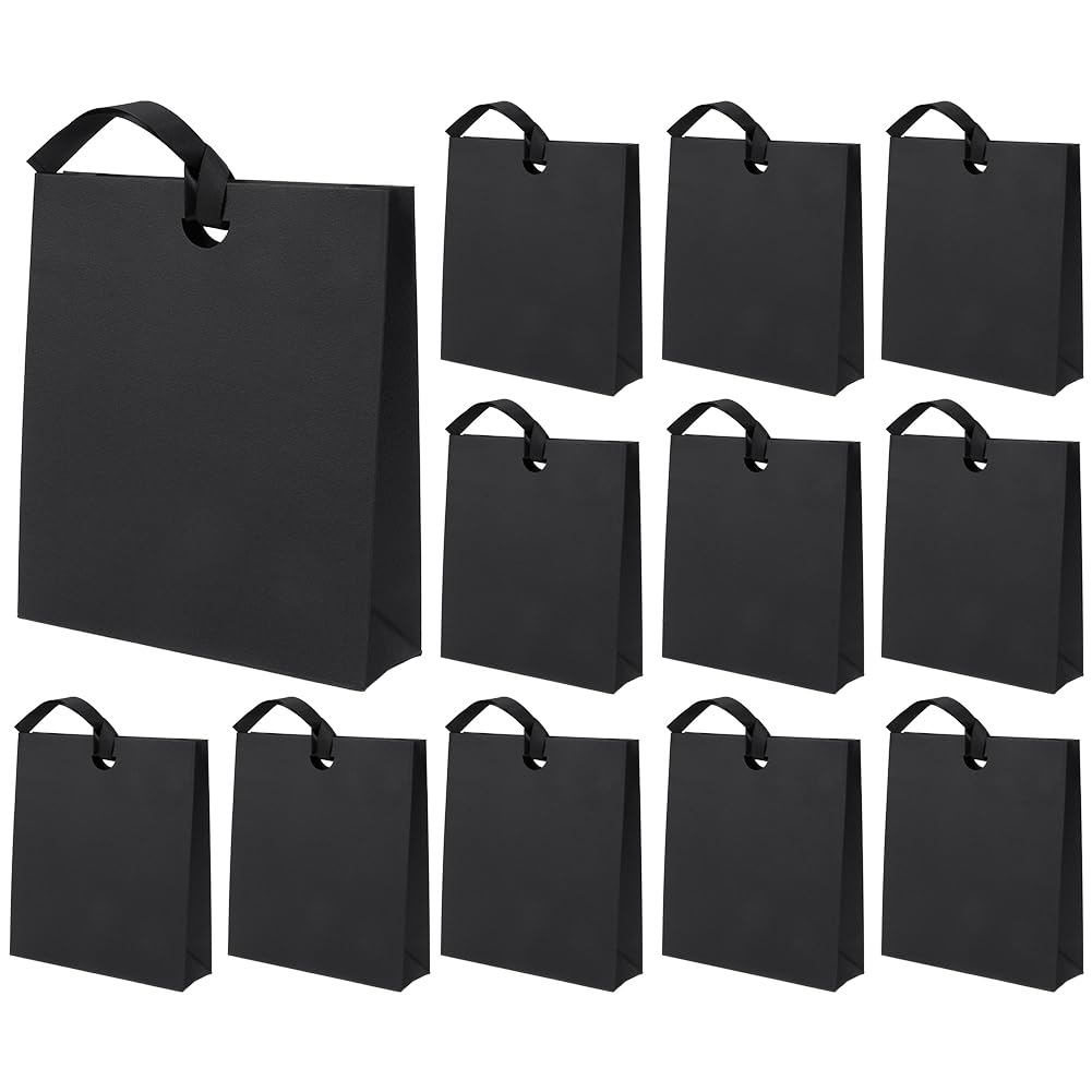 BENECREAT Sacs Cadeau Noirs Ruban Satin 22x25 cm x12
