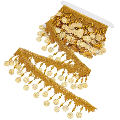 BENECREAT Frange Sequins Pièce Or 88mm x 4,5m couture