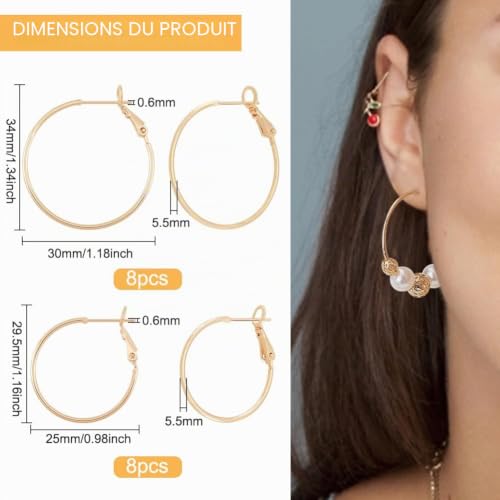 BENECREAT créoles plaqué or 18K 16 pcs 2 tailles