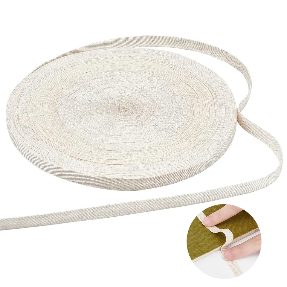 BENECREAT ruban reliure lin blanc floral 10mm 10m livre