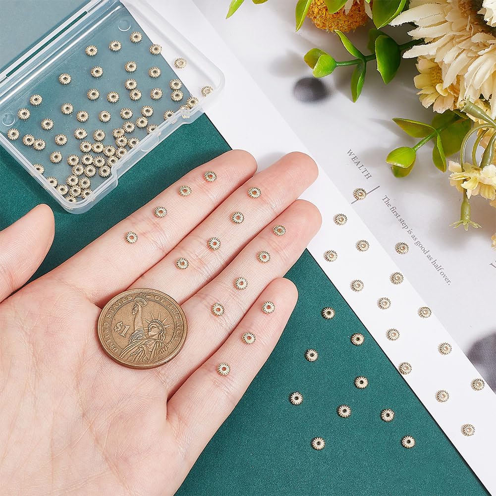 BENECREAT perles marguerite dorées 14K 4mm 100 pcs
